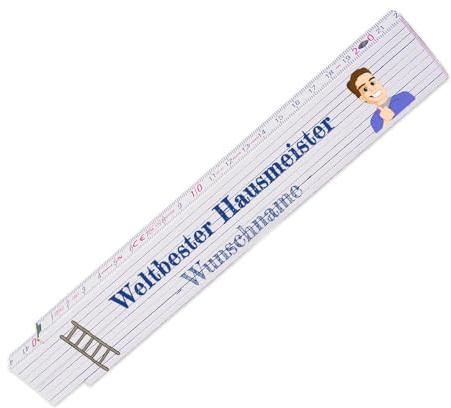Zollstock – Weltbester Hausmeister - personalisiert mit Namen - Glieder-Maßstab mit Wunsch-Namen - Meterstab individuell bedruckt