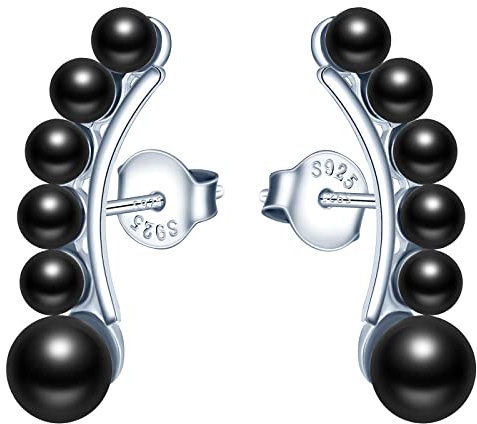 INFINIONLY Zartes Perle Ohrklemmen Ohrringe 925 Sterling Silber Ohrringe für Damen Mädchen Elegante Perle Ohrstecker Hypoallergen Ohrschmuck