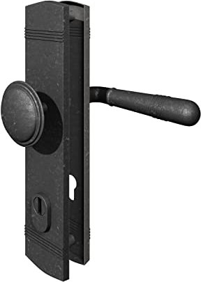 MS Beschläge Schutzbeschlag Zylinderschutz Kernziehschutz Sicherheitsbeschlag Antik Grau Vintage-Look Langschildgarnitur Metallunterkonstruktion Türdrücker (Knopf/Drücker, DIN 10/92)