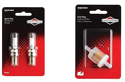 2x RC12YC Briggs & Stratton BS-OHV Zündkerzen & Briggs and Stratton 992354 Kraftstofffilter 691035, schwarz
