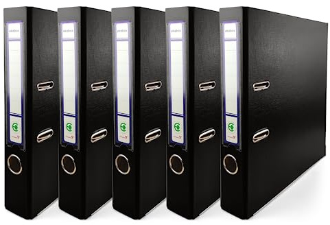 Netuno 5x Ringordner DIN A4 schmal Schwarz 5cm Kunststoff PP | Ringmappe Ringbuch für A4-Dokumente Büro Studium Homeoffice Ordnungssystem Aktenaufbewahrung Dokumentenablage Registratur