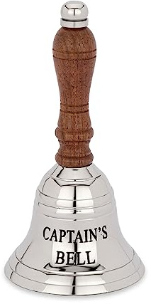 NKlaus 13cm Tischglocke Messing Silber graviert Captain's Bell Handglocke Serviceglocke 14628
