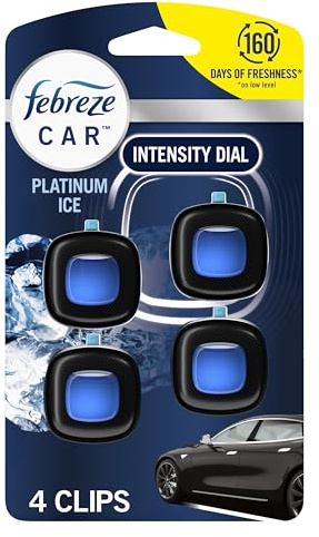 Febreze Car Air Freshener Vent Clip Platinum Ice Scent, .07 oz. Car Vent Clip, Pack of 4