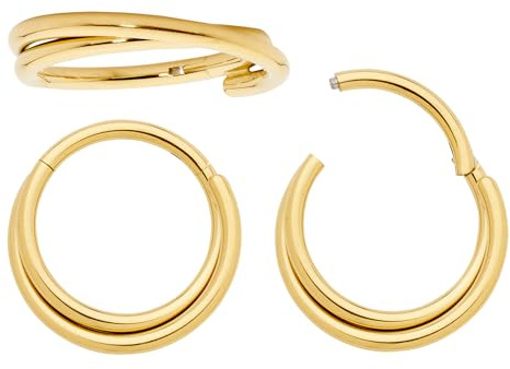 365 Sleepers (8mm) Titan 1,2 mm Doppelring Segment Nasenring Hoop Knorpelohrring Septum Clicker Klappbarer Lippen Conch Daith Helix Rook Tragus Lobe Snug Piercing Schmuck