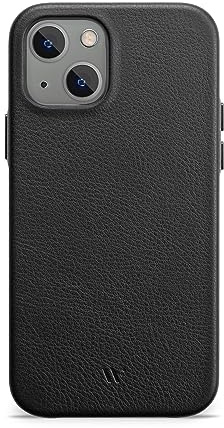 WIIUKA Hülle für iPhone 15, Leder aus Deutschland, Lederhülle extra Dünn, Premium Handyhülle, Case, Qi, Schwarz