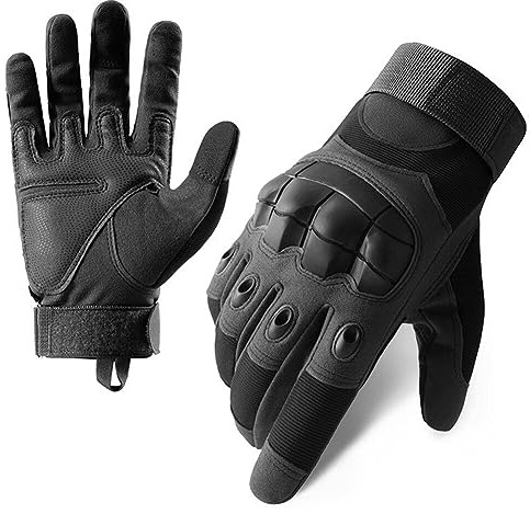 Guanti tattici militari con touch screen per uomo e donna - esterno pieno dito in pelle microfibra sport all'aria aperta, nero M