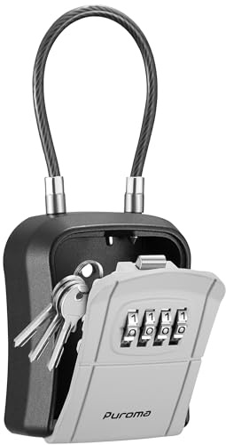 Puroma Lock Box Portable Key Box Resettable Combo Wall Mount House Office