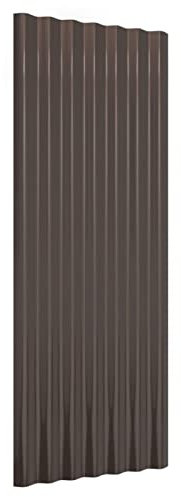 Gecheer Roof Panels Roof Sheets Metal Roofing Covers, Powder-coated Steel Roofing Sheets, 12 pcs Corrugated Garage Shed Side Panels, for Carport Greenhouse Brown 100x36 cm