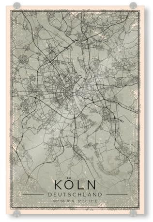 artboxONE Acrylglasbild 45x30 cm Städte/Köln Kölner Vintage Stadt Bild hinter Acrylglas - Bild köln köln köln City
