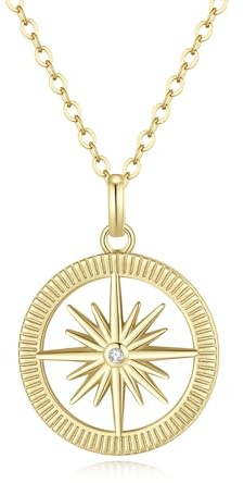 GAVU Kette Damen mit Kompass Anhänger, Halskette Damen Silber 925
