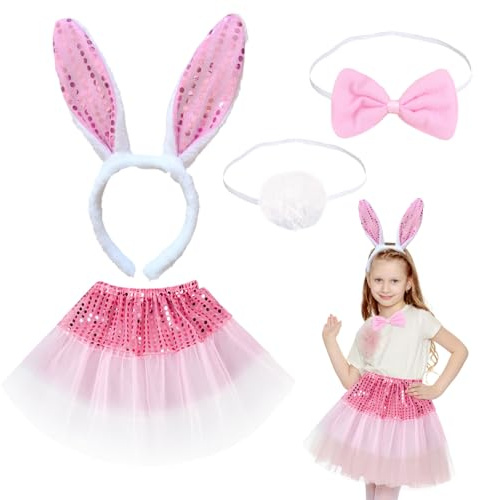EUPSIIU 4 piezas Accesorios de Disfraz de Conejito Cosplay Diadema juego disfraces animales diadema con orejas para niños para Halloween Fiesta Cumpleaños Disfraces Carnaval Cosplay (4 piezas)