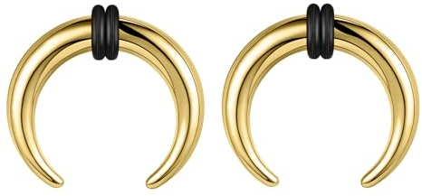 ZS Septum-Ringe, 2 G, 4G, 6G, 8G, 10G, 14G, 16G, Büffel, Hufeisen, Dehner, Expander zum Dehnen von durchbohrten Nasen und Ohren, für Damen und Herren, 2 Stück, Edelstahl, Kein Edelstein