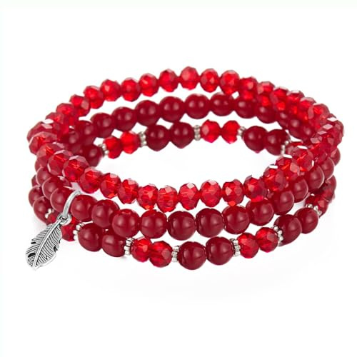 GoPaw Perlenarmband Stretch Damen Armband, Kristall Stretch Damen Armband Mehrschichtiges Boho Armbander für Frauen Geburtstagsgeschenk