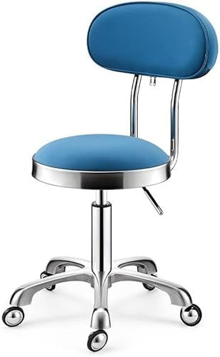 QZQJUILU Tooth Rollbarer Barhocker mit Rückenlehne, Drehhocker mit PU-Lederkissen, anhebbarer Salon-Spa-Schönheitsmassagehocker, Ladentheken-Tattoo-Nagel-Medizin-Drehstuhl