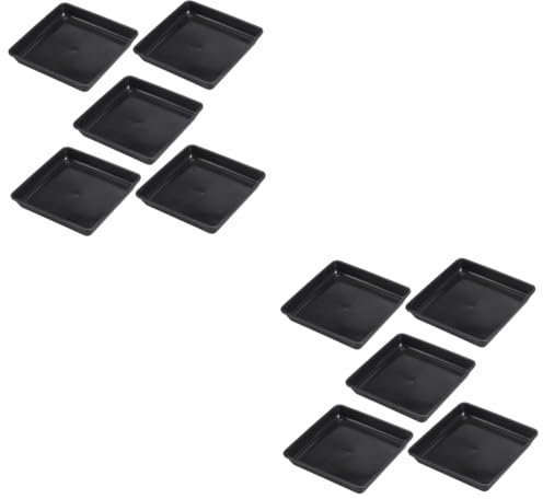 BESPORTBLE 10 Piezas Bandeja De Maceta Planta Largo Macetero Maceta Paleta De Jardinera Bandeja De Goteo En Maceta Jardinera Flor Materia Plástica PP Black