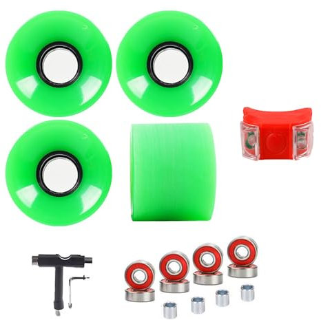 ANWEALTH 60 mm Skateboard Rollen und Kugellager Set Longboard Rollen Cruiser Skateboard Rollen weich glatt stoßdämpfend 83A (grün)
