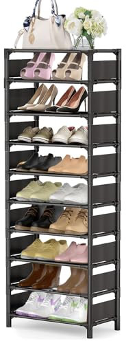 esonstyle Schuhregal mit 10 Ebenen für bis zu 20-25 Paare, Platzsparend hoch schmal Schuhregal für Kleiderschrank, Schlafzimmer, Flur, Garage, Wohnzimmer