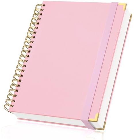 Yarotm Notizbuch A4 Liniert - 21.6x29.2cm Notebook Spiralbuch - Rosa Notizblock A4 Leder PU - 100GSM Papier Notizbuch Liniert - 160 Blatt/320 Seiten Tagebuch Hardcover Notizheft