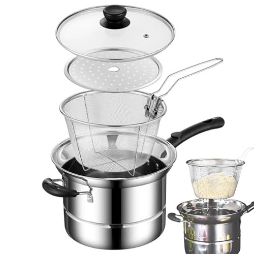 GkgWuxf Pentola per pasta con cestello – Pentola multifunzione in acciaio inox con cestello per colino, gadget da cucina per casa, appartamento, dormitorio e ristorante