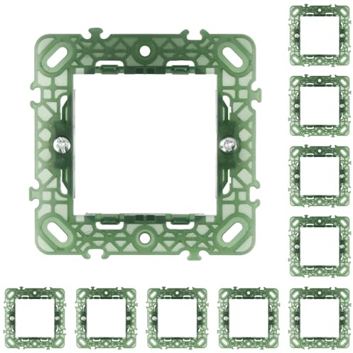 CILIA Compatibile con Vimar Plana, Supporto Per Scatola 502 503 504 507, Supporti in Plastica per Interruttori e Prese, Supporto 2/3/4/7 Moduli (10 Pezzi Verde, 2 Moduli)