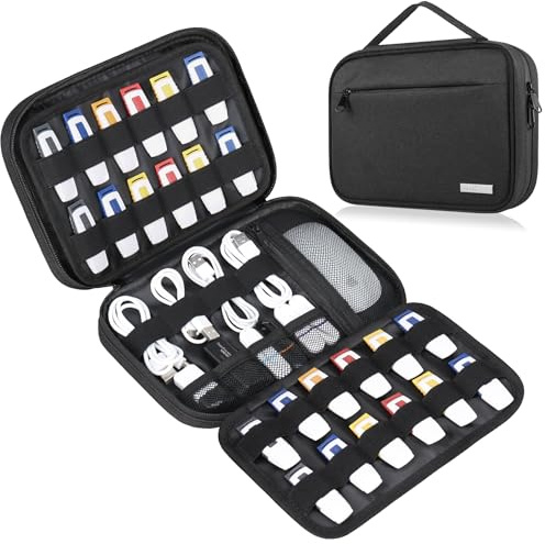 Lacdo USB-Flash-Laufwerk USB-Stick-Halter Organizer Tragbares elektronisches Zubehör Aufbewahrungstasche für SanDisk/SamData/Samsung USB-Flash-Laufwerke, SD-Karte, Kabel, Schwarz