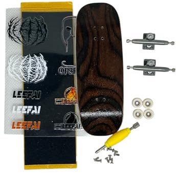Pro Wooden Fingerboard Complete Set, 34x96mm, 5-Ply Maple Deck with leefai g4 Trucks and Urethane 65d Mini Skateboard Wheels