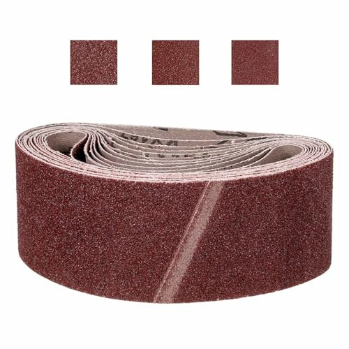 CoCud Banda de Lijado de 100mm x 610mm, 15 Piezas 40/80/120 Grit Cintas para Afilar Cuchillos para Afilador de Cuchillos Herramienta de Tallado para Lijadora de Banda Trabajo en Metal