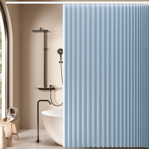 DSSHENGDS Tenda da Doccia a Fisarmonica Pieghevole Magnetica Anti-Spruzzi, Tenda divisoria per casa, Hotel, Bagno-Sky Blue- 200x200cm