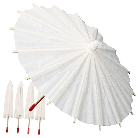 BESPORTBLE 5 Stück Selbstgemacht Papierschirm 20cm Weiß Ölpapier Kinder Bastel Regenschirm Zum Bemalen Kindergarten Kunst Handwerk Hochzeit Dekoration