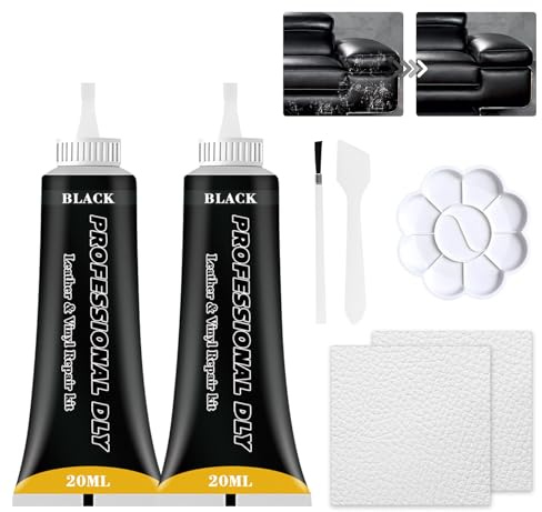Black Leather Repair Kit for Furniture, Leather Car Seat Repair Kit, Easily Restore Car Interior, Sofa, Jacket, Restore Any Material with Super Easy Instructions to Fix Scratches, Tears, Holes