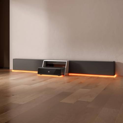 AWOL RGB Glow Station, 130 Universal UST Projector Stand/Base with RGB Ambient Lighting, Remote-Control LED, Cable Management & 4-Outlet Power, Fits Most Ultra-Short-Throw Projectors