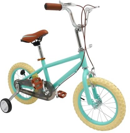 HUOMMGS Kinderfahrrad 14 Zoll Upgraded Kinder Fahrrad mit Stützrädern 50-65cm Höhenverstellbar Kinderfahrrad für ab 3-4 Jahre Jugend Fahrrad für Jungen & Mädchen (Grün)