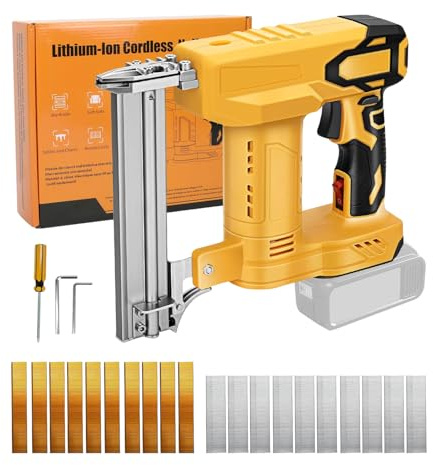 2 in 1 Akku Tacker Nagelpistole Kompatibel mit Dewat 20V, 18GA Elektrische Brad Nagler Klammerpistole mit 1000 Geade Nägel und 1000 U-förmige Nägel für DIY Heimwerken Holzarbeiten (ohne Akku)