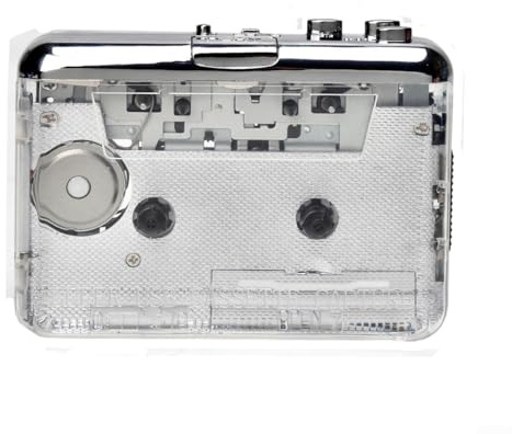LVYXON Tragbarer Kassettenspieler mit transparenter Hülle USB-C-Schnittstelle für Bandwiedergabe und MP3-Übertragung, Metall, ABS, leicht, 11,2 x 7,9 x 3 cm, Stereo-Sound für Musikliebhaber