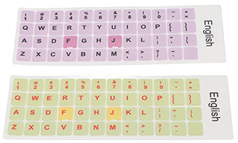 Cryfokt English Keyboard Stickers PVC Material Keycaps Stickers for Computer Laptop Keyboards, 2pcs Replacement (D)