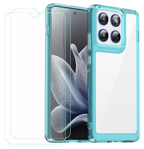 GYDQQKJ Funda para Motorola Moto X70 Air + 2 Piezas Vidrio Protector de Pantalla Cristal Templado Film, Translúcido Azul Suave TPU Silicona Cover Carcasa Caso Case para (6.70)
