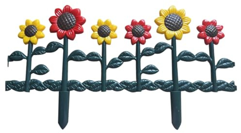 CIYODO Recinzione da Giardino in Plastica Pannelli Decorativi a Girasole, Bordo per Aiuole Esterno Leggero e Portatile, Recinzione Decorativa per Prato e Cortile, per Patii e Vialetti