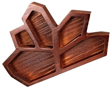 MOTHNUR Plateau Décoratif en Bois Forme Cristal, Assiette de Présentation pour Bijoux et Pierres, Organiseur Compact pour Rangement Bijoux, Accessoire Déco Naturel pour Chambre et Salon