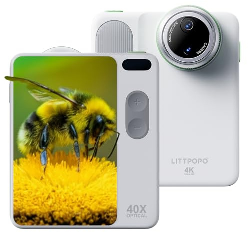 MicroCam-X1 Appareil photo numérique 4K, capteur CMOS BSI 12 MP, microscope 400x, vidéo 4K, autofocus, écran LCD 3,5 | Appareil photo compact pour enfants pour l'apprentissage STEM | Point/prise de