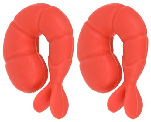 Zerodeko 2pcs Silicone Shrimp Shaped Pot Lid Lifter and Stand, Heat Resistant Pan Lid Holder with Spill Proof Design, Compact and Lightweight Kitchen Accessory for Saucepan Use