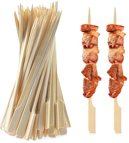 LumenPoles 100 Stück Holzspieße, 15cm Bambusspieße, Breite Flache Paddle Schaschlikspieße, Cocktailspieße, Spieße Fingerfood, Lagerfeuer Bambusspieße, für Grillparty, Geburtstage, Picknicks, Kanapee