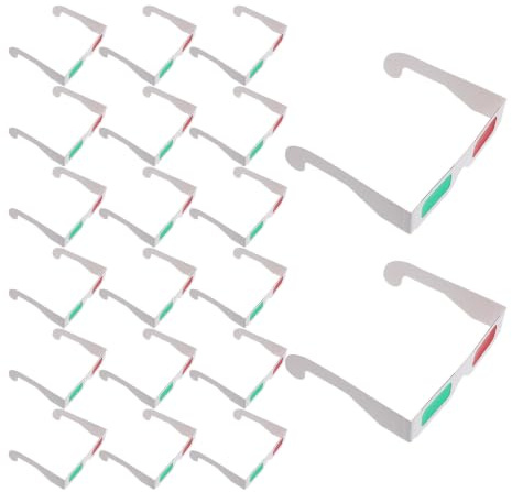 VALICLUD Lot de 20 Lunettes 3D pour événements 3D et émissions TV, Lunettes en Carton jetables Rouges et Vertes, légères pour Vision stéréoscopique, Enfants et Adultes, 20 pièces