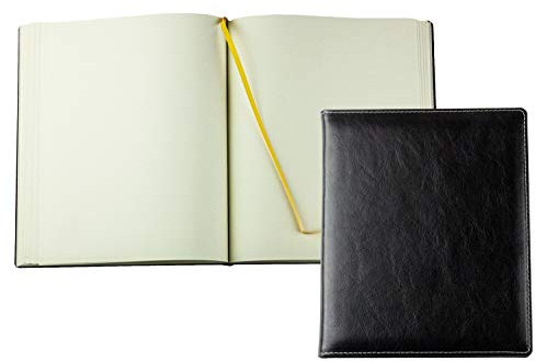 DELMON VARONE - Personalisierbares Gästebuch gebunden in Premium Leder Anilin schwarz, Blanko Buch mit Hardcover Einband & Merkband für Hochzeit, Taufe, Geburtstag, Geburt & Kommunion personalisiert