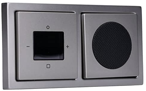 Busch-Jaeger (Original) DAB+ Unterputz Bluetooth in and out Radio 8217U-101 PUR Edelstahl, Komplett-Set 8217 U – 101 + Rahmen + Lautsprecher + Abdeckungen + EBROM Phasenprüfer zur Montage der Geräte