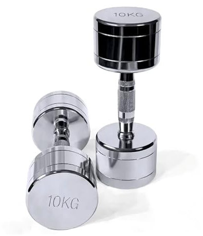 Lisaro Chrom Kurzhanteln | Verchromte & Hochglanzpolierte Hanteln mit Rutschfestem Griff | Perfekt für Krafttraining, Fitness & Muskelaufbau | Erhältlich in 1 kg - 25 kg (10kg)