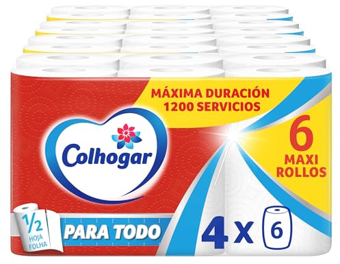 Colhogar Paratodo Rollos x24 - Rollos para Cocina Multiusos y Absorbente - 24=72 Rollos (4x6)
