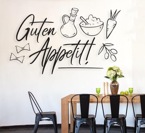 tjapalo® a35 wandtattoo guten appetit Wandtattoo küchensprüche Wandsticker Esszimmer sprüche Küche mordern Wandtattoo Küche lustig, Farbe: braun (kaffee), Größe: B58xH28cm