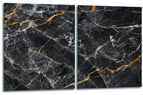 TMK - Plaque de protection universelle pour plaque de cuisson 2 x 40 x 52 cm 2 pieces Pour plaques de cuisson Protection contre les éclaboussures Planche a découper en verre trempé Décoration Marbre