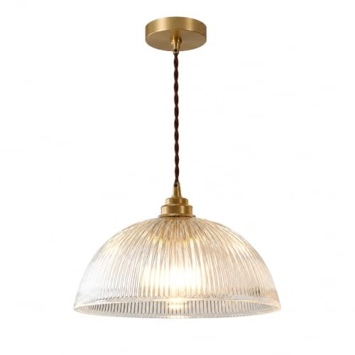 HJXDtech ⌀30cm Rundglas Pendelleuchte Esstisch Hängelampe, Kuppelform E27 Deckenlampe Hängend für Esszimmer, Küche & Café Bar,Industrieller Vintage-Stil Hängeleuchte