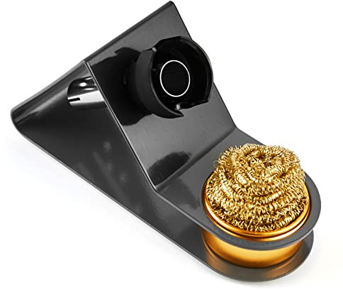 Noah Premium Soldering Iron Holder with Brass Coil Tip Cleaner, Soft Coiled Brass Tip Cleaner Kit, No Water Needed, Black